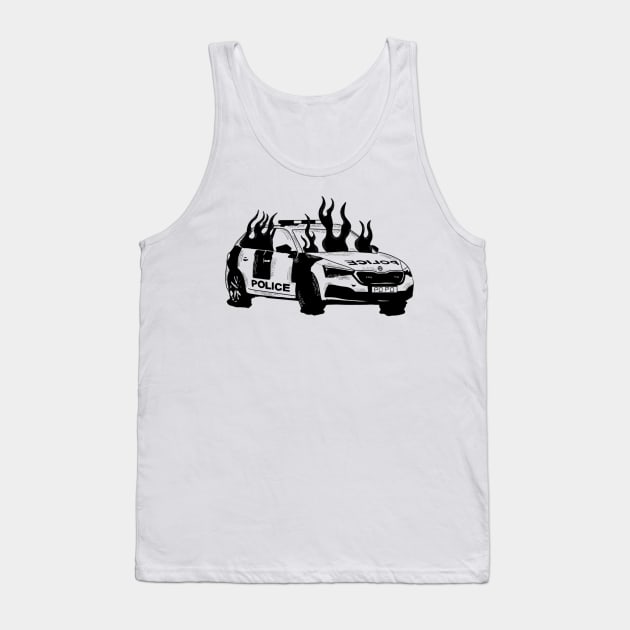 Police Car on fire Tank Top by Popstarbowser